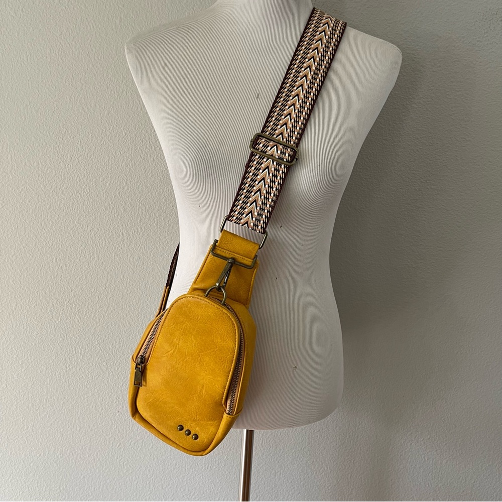 PS Crossbody Slingback Vegan Leather Mustard Bag